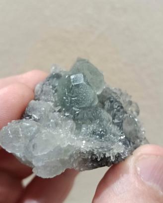 Cubo fantasma cristallizzato Fluorite verde su mat