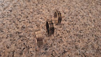 Set 3 Anelli Uomo Nero Argento
