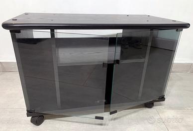 MOBILETTO VINTAGE IN LEGNO E VETRO CON RUOTE