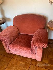 Salotto velluto rosa antico