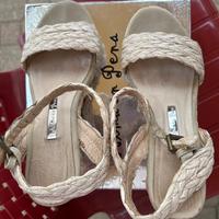 Sandalo donna in corda con zeppa