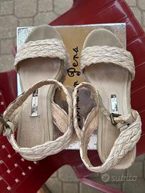 Sandalo donna in corda con zeppa