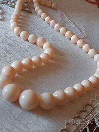 Grande filo vintage in corallo rosa naturale