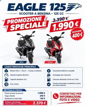 Rosso fuoco 125cc scooter 2026 nuovo