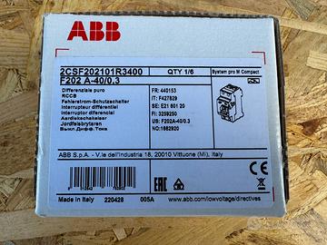 Interruttore Differenziale puro ABB F427829 nuovo