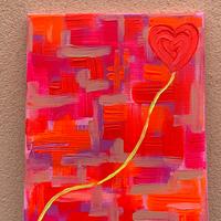 Dipinto astratto acrilico su tela Cuore in volo