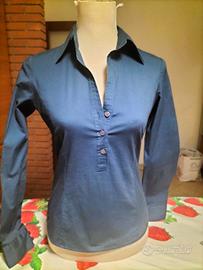Camicia donna blu in cotone Benetton 