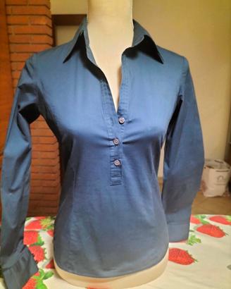 Camicia donna blu in cotone Benetton 
