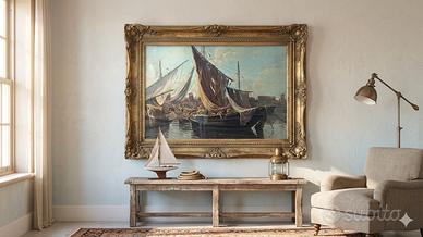 Pallini - Marina con barche -70X50
