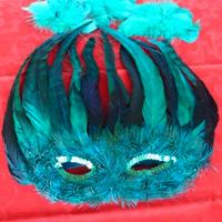 MASCHERA CARNEVALE ANNI '60 VERE PIUME DI PAVONE