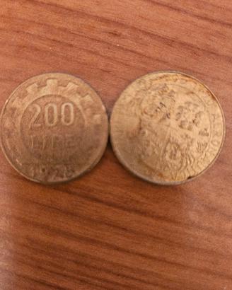 monete da 200 lire 1978 + moneta  da 200 lire 