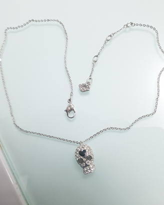 Collana Swarovsky con ciondolo teschio e cuore