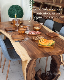 Tavolo artigianale legno massello di acacia