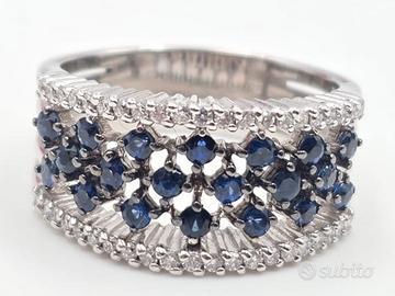 ANELLO ORO ZAFFIRI 0.80 CARATI DIAMANTI