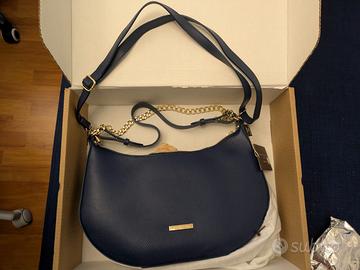 Borsa blu in pelle