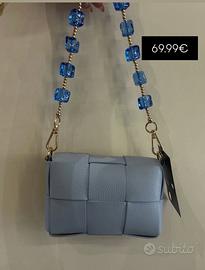 Borsa Intrecciata con tracolla in cristalli