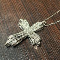 Collana e Croce Oro Bianco 750 con Diamanti 45 cm