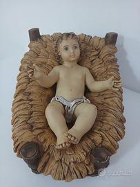 Gesù Bambino con Culla Resina 40 cm per Presepe Ma