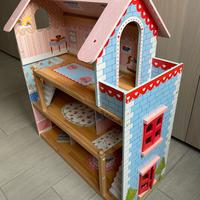 Casa casetta in legno delle bambole con accessori