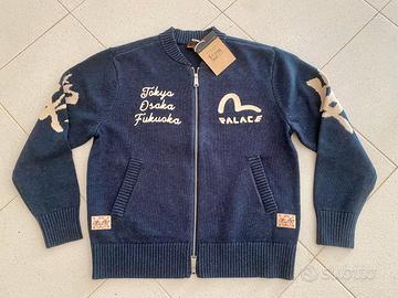 Palace X Evisu Zip Through Chunky Knit Indigo