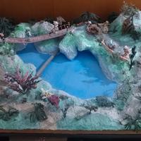Diorama plastico sfondo bosco fate presepio ecc