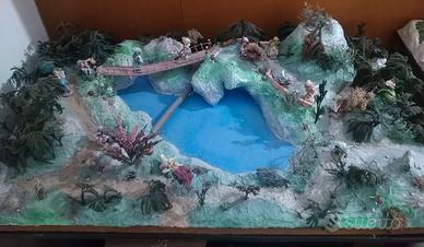 Diorama plastico sfondo bosco fate presepio ecc