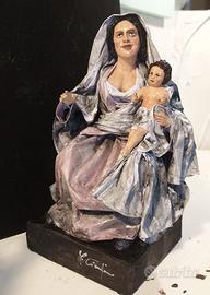 mamma donna con bambino in CARTAPESTA leccese 