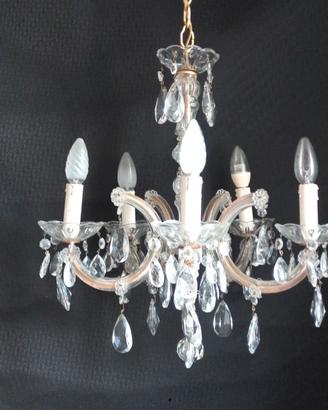 Lampadario Maria Theresa gocce cristallo vintage