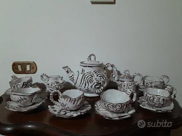 servizio da tè in ceramica di Amalfi lav. a mano