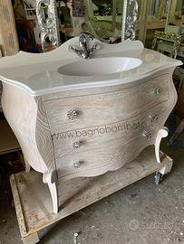 Mobile bagno bombato massello spazzolato