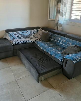 divano letto angolare  in tessuto