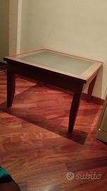 Tavolino in Legno con Piano in Vetro Opaco - Elega