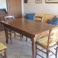 Tavolo rett. in legno anticato allungabile 6 sedie