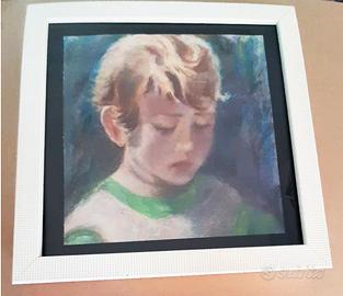 Pastello con cornice,volto bambino