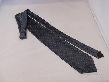 Cravatta anni "90 in seta grigia e piccole stampe