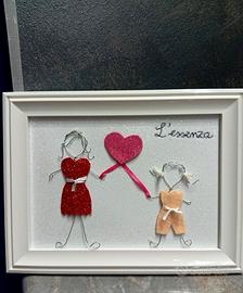 Cornice Mamma e figlia in fil di ferro