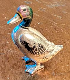 Miniatura Anatra in argento e smalto