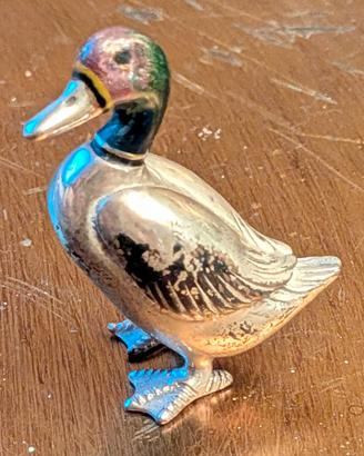 Miniatura Anatra in argento e smalto