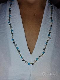collana uncinetto con perline di vetro