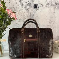 Borsa vintage marrone pelle coccodrillo artigianal