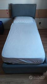 Letto contenitore, rete a doghe e materasso