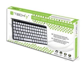 mini tastiera sottile ps2 usb teckly kb-100 bianca