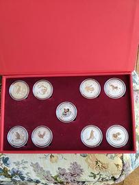 Collezione completa 9 mezze once Lunar I fdc/f.s.