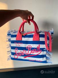 Borsa a righe blu-bianco con tracolla Saint Barth