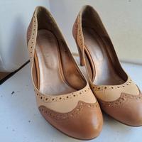 Décolleté beige e marroncine: tacco, in pelle n.37