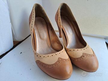 Décolleté beige e marroncine: tacco, in pelle n.37