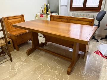 Tavolo 80x160 e panche noce nazionale