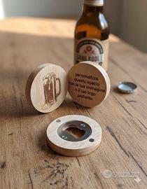 Apribottiglie personalizzabili in legno calamitato