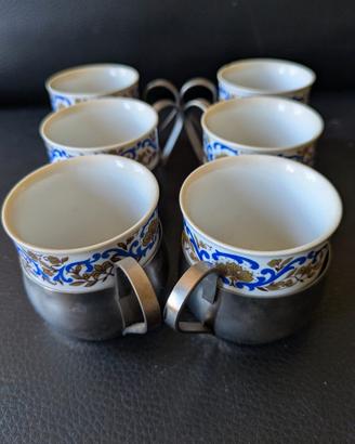 Servizio 6 Tazzine Caffè Vintage Anni '70