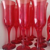 12 calici vetro rosso 
